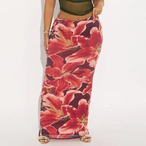 Fashionnova Floral Mesh Maxi Skirt Size XL